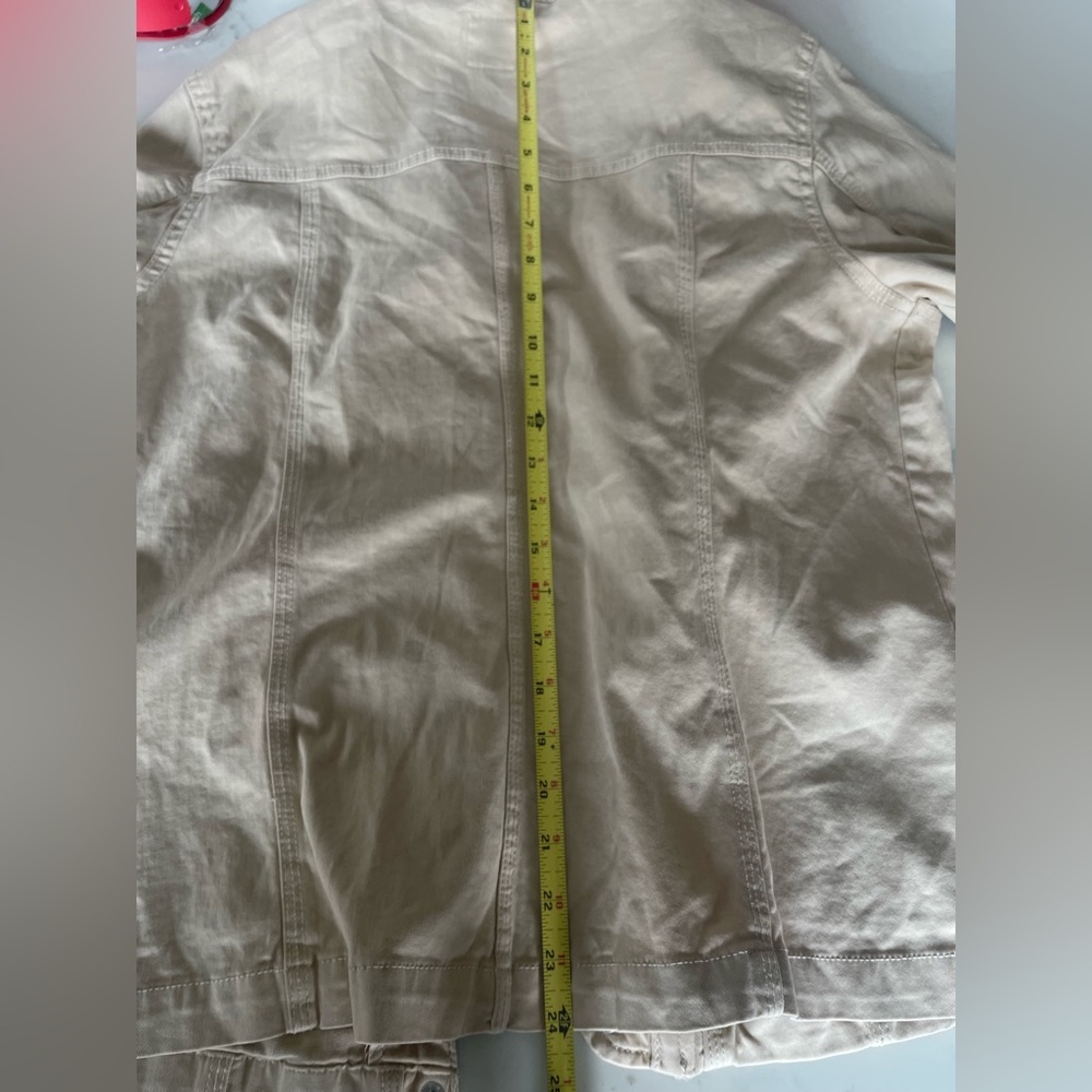 Kensie Women’s Jeans Jacket TAN Utility Military Pockets Size Large NEW NWT - Picture 9 of 10